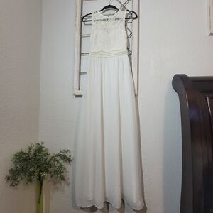 Speechless Off White Lace Sequins A-Line Sleeveless Maxi Prom Dress Size 3